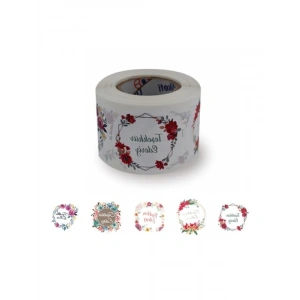 Kendinden Yapışkanlı Teşekkür Ederiz Etiketi - 50mm Çap, 500 Adet Rulo