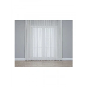 Keten Dokulu Modern Tül Perde (Krem, 200 x 260)