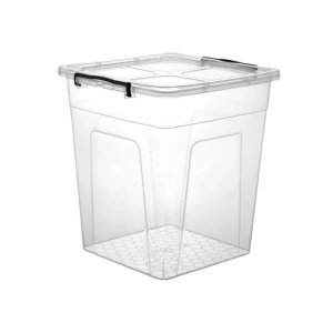 Kilitli Kapaklı Şeffaf Plastik Saklama Kutusu, 55 Litre