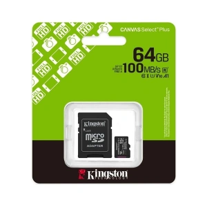 Kingston 64GB microSDXC Canvas Select Plus Gen3 100MB/s A1 Card + Adapter
