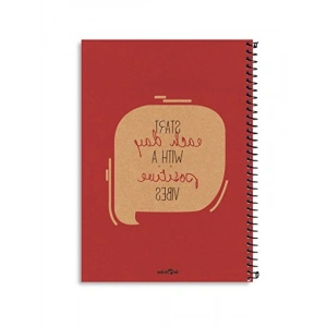 Kırmızı Eco Kraft Sert Kapaklı Defter - 200 Sayfa, Spiralli, Sarı Kağıtlı