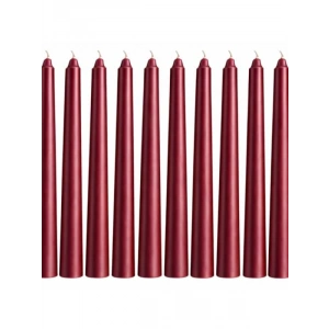Kırmızı İnce Şamdan Mum Seti - 10lu Paket, 25 cm