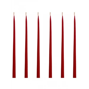 Kırmızı Konik Balmumu Şamdan Mum Seti (6 Adet)