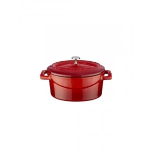 Kırmızı metal oval mini tencere, şık mutfak aracı
