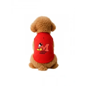 Kırmızı Mickey Mouse Desenli Kedi ve Köpek Atlet, Küçük Boy
