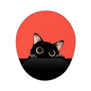 Kedi Tasarımlı Bilek Destekli Mouse Pad, Kırmızı Renkli Şık Görünüm