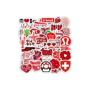 Kırmızı Renkli Tutku Sticker Seti ile Yaratıcılığınızı Öne Çıkarın