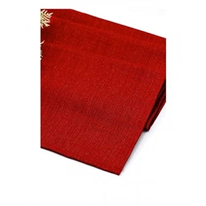 Kırmızı Simli Keten Runner 45x200