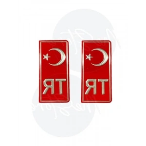 Kırmızı Türkiye TR Plaka Sticker - 2li Set