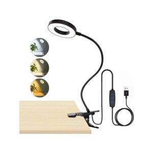 Klipsli LED Masa Lambası - USB Girişli, 3 Işık Modu