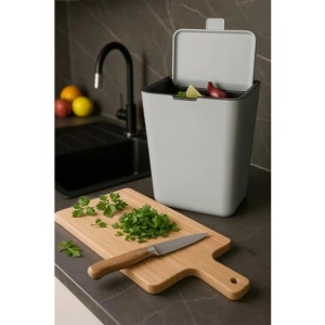 Kompakt Flip Çöp Kovası - Modern Tasarım, Gri