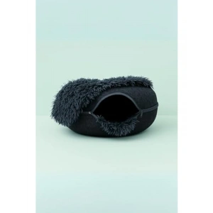 Koyu Gri Peluş Donut Kedi Yatağı, Rahat Tasarım
