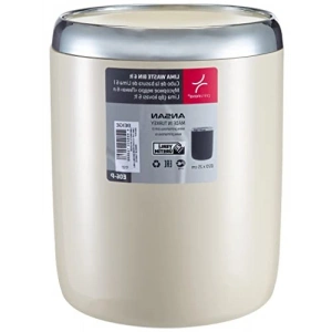 Krom Dekorlu Bej Çöp Kovası - Sallanır Kapaklı