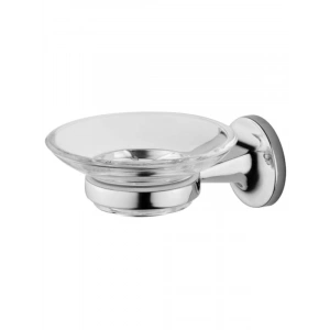 Krom Kaplama Sabunluk - Şeffaf Cam Kap