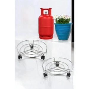 Krom Tekerlekli Metal Saksı Altlığı, 2li Set
