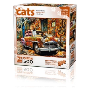 KS Games Cats On The Car 500 Parça Puzzle