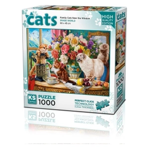 KS Games Family Cats Near The Window 1000 Parça Puzzle