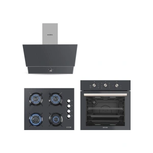 Kumtel Dizayn Antrasit (Gri) Cam Ankastre Set