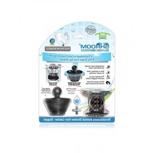 Küvet Gider Süzgeci, Silikon Tıkaçlı, Siyah Krom