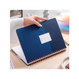 Lacivert Lastikli Kareli Not Defteri - Spiralli Sert Kapak