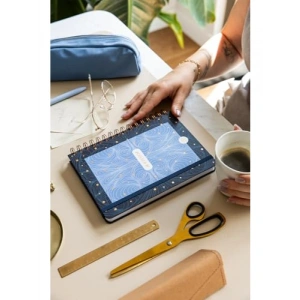 Lacivert Spiralli Sert Kapak Lastikli Not Defteri - A5