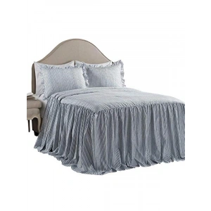 Lacivert Vintage Yatak Örtüsü Seti, 3 Parça Hafif Yapı