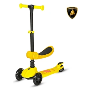 Lamborghini Lisanslı L5 2in1 Katlanabilir Oturaklı Işıklı 3 Tekerlekli Çocuk Scooter Sarı