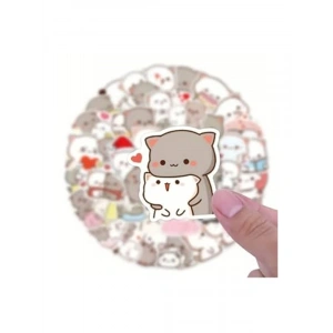 Laptop ve Tablet için 50li Kedi Temalı Sticker Seti, Eğlenceli Tasarım