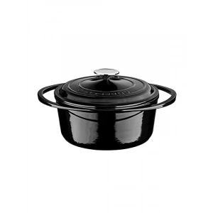 Lava Döküm Tencere, 24 cm, Yuvarlak, Siyah