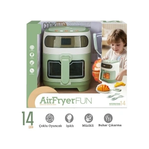 Learning Fun 14 Parça Işıklı Müzikli Buharlı Oyuncak Airfryer ve Yemek Malzemeleri