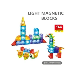 Learning Fun Manyetik Oyuncak Manyetik Blok Seti Stem Oyuncak 94 Parça Dıy Işıklı Manyetik Küpler