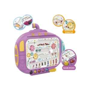 Learning Fun Submarine Manyetik Maze Labirent ve Balık Tutma Eğitici Oyuncak Sayılar ve Labirent Mor