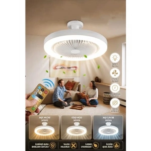 LED Tavan Vantilatörü, 3 Kademe Fan ve Zaman Ayarlı Modern Aydınlatma