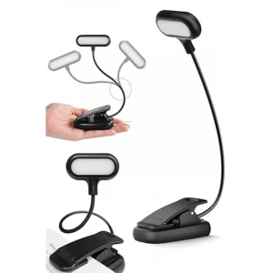 Ledli Klipsli Kitap Okuma Lambası, Mini ve Mandallı Tasarım