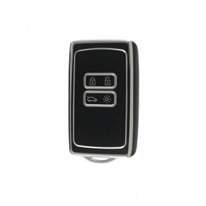 Lüks Anahtar Kılıfı - Renault Uyumlu, Siyah-Gümüş