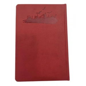 Lüks Deri Kapaklı Çizgili Defter - Kırmızı