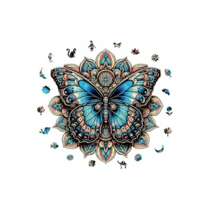 Mandala Kelebeği Ahşap Puzzle - 250 Parça, 29 x 29 cm