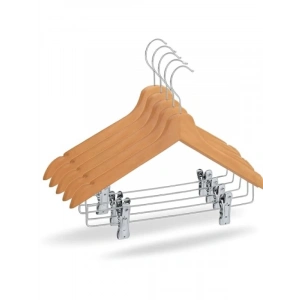 Mandallı Ahşap Elbise Askısı Seti (6 Adet)