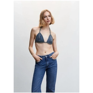 Mango Yapay elmaslı denim üst