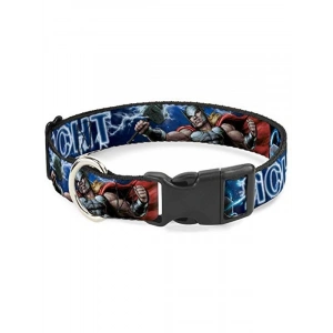 Marvel Comics Evcil Hayvan Yaka, Köpek Tasması Plastik Toka, Avengers Thor Hammer Aksiyon Poz Galaxy Blues Beyaz, 50 ila 70 cm Genişlik