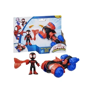 Marvel Spidey And His Amazing Friends Miles spin Morales Techno-Racer Aksiyon Figürü ve Oyuncak Aracı