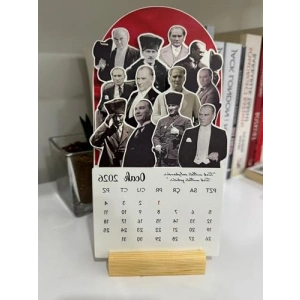 Masa Üstü Ahşap Standlı 2026 Takvim, Atatürk Temalı