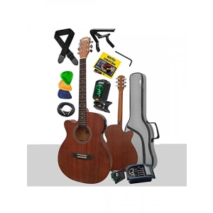 Masif Ağaç Elektro Akustik Gitar Seti - 4/4 Boy