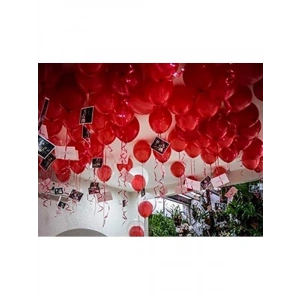 Mat Kırmızı Uçan Balon Seti - 10 Adet Eğlenceli Dekorasyon