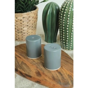 Mat Yeşil 6 cm Stackable Tuzluk ve Biberlik Seti