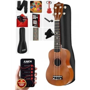 Maun Renkli Konser Ukulele, Askı ve Çanta Dahil, Kullanıma Hazır