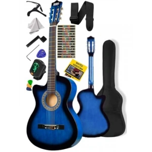 Mavi Klasik Gitar Seti - 4/4 Kesik Kasa