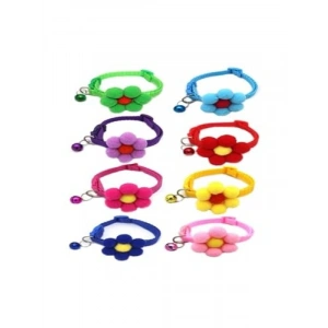 Mavi Ponpon Çiçekli Kedi Boyun Tasması 19x1 Cm