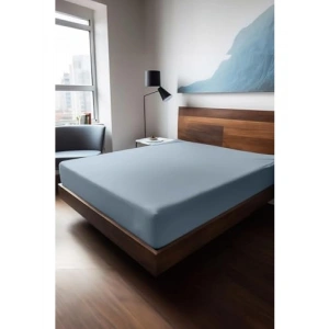 Mavi Ranforce Fited Çarşaf, 180x200 cm