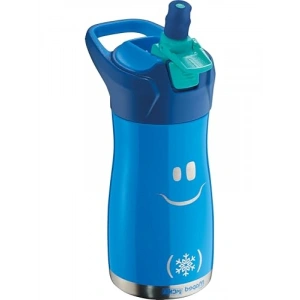 Mavi Renkli 430 ml Paslanmaz Çelik Matara - Gülen Yüz Figürü